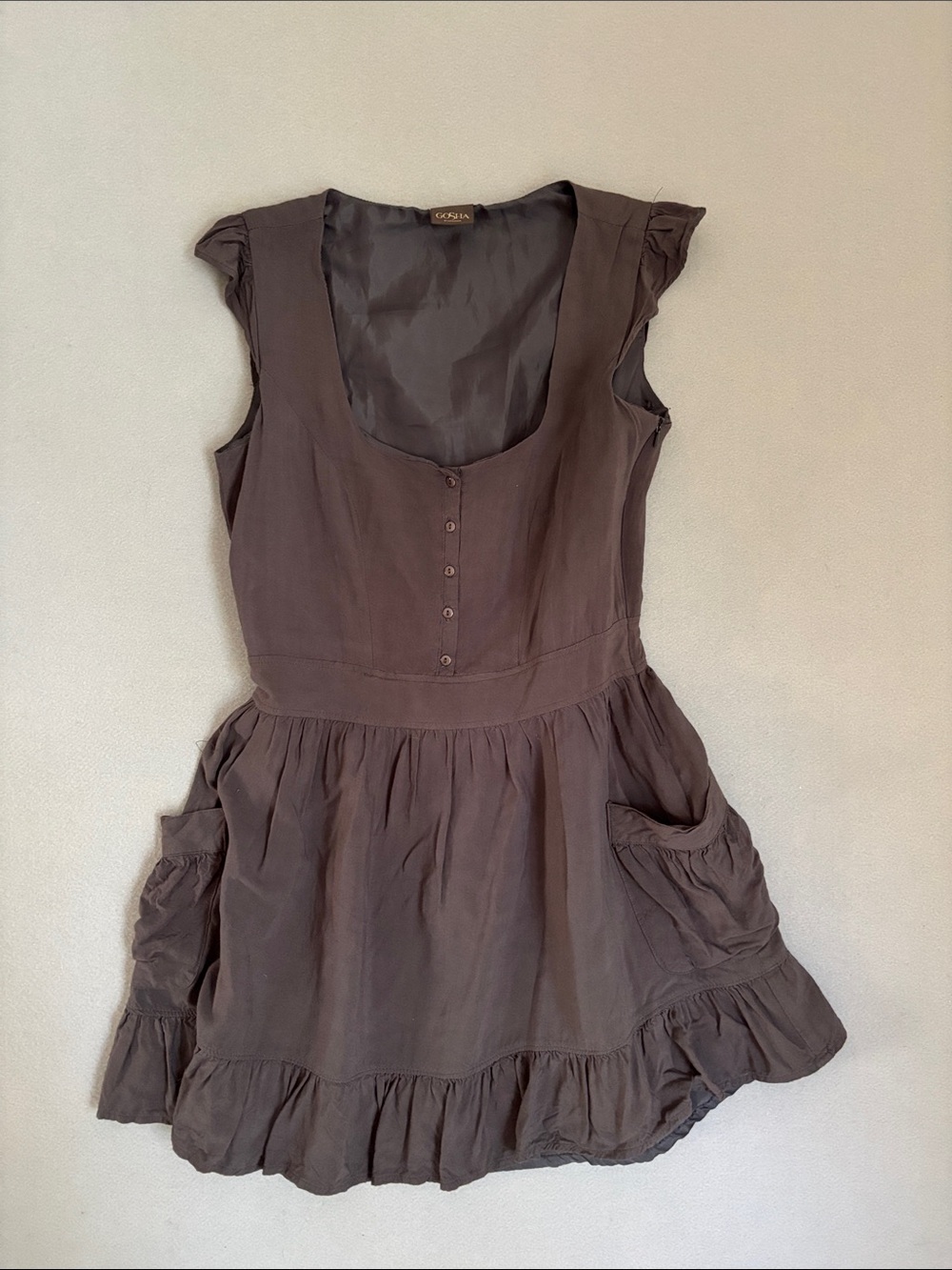 Gosha by Veromoda Slate Gray Sleeveless Ruffle-Hem Mini Dress S